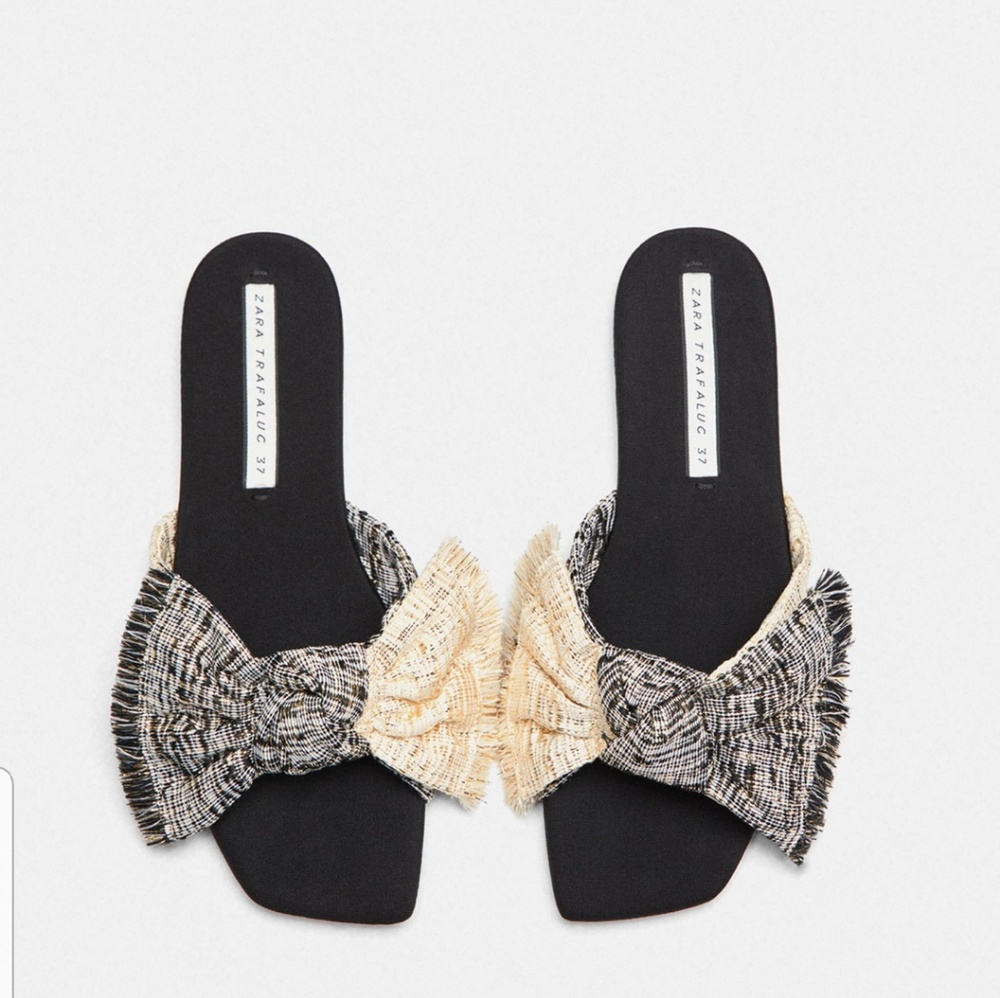Zara Fabric Bow Slide